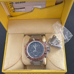 Invicta Men's Silver and Brown Watch